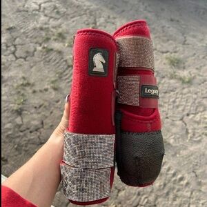 Red Legacy 2 Horse Boots with Gold and Cheetah Bling